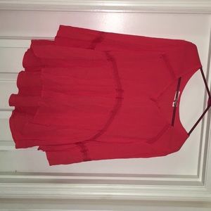 CATO, dark pink L woman’s blouse, arms and the bottom  Ruffle A little